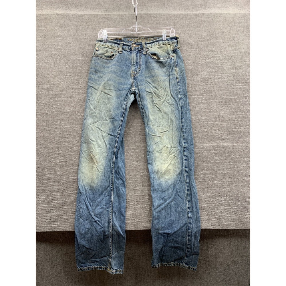 American Eagle Outfitters Straight Jeans Mens 28X32 Blue Denim Cotton Distressed